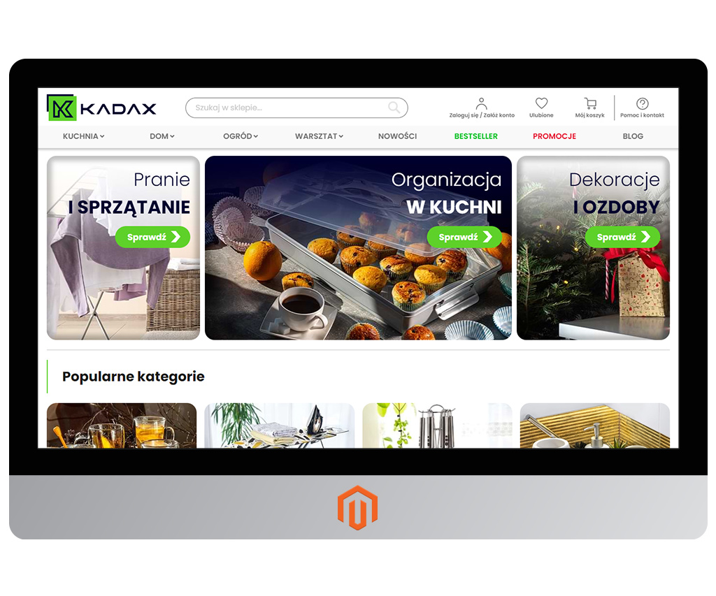 Sklep KADAX na Magento 2, branże dom i ogród, realizacja Network Interactive