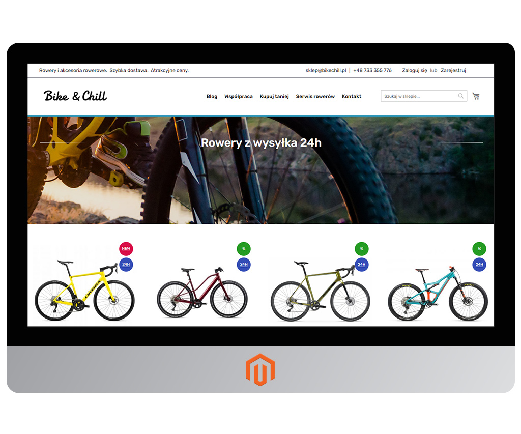 Sklep rowerowy na Magento 2, Bike & Chill, realizacja Network Interactive